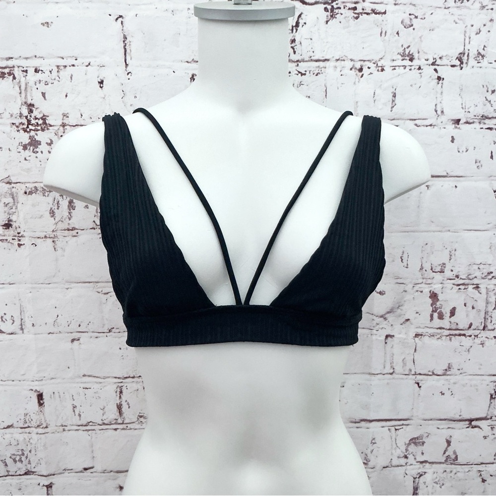 Beach Bunny Apex Black Bikini Top Size Small Tie Back Adjustable Straps